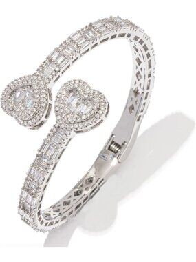 Sparkling Iced Out Baguette Diamond Bracelet for Women & Men, Hip Hop Cuff